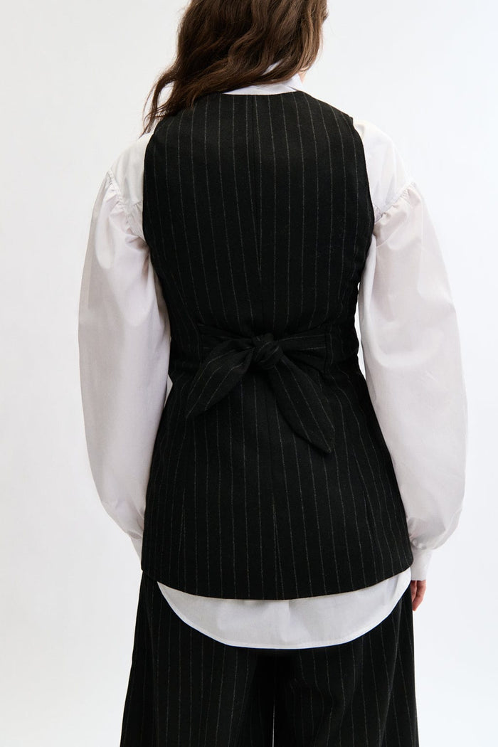 Eliza Faulkner Designs Inc. Vest Juliette Vest Black Pinstripe