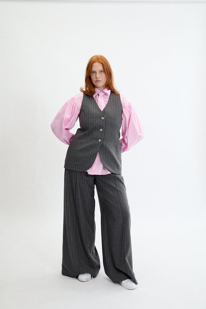 Eliza Faulkner Designs Inc. Vest Juliette Vest Grey Pinstripe