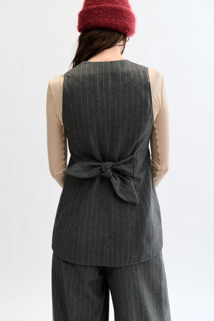 Eliza Faulkner Designs Inc. Vest Juliette Vest Grey Pinstripe