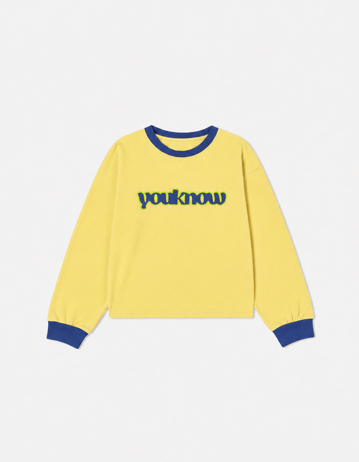 Kids Contrast Long Sleeve Tee | Lemon