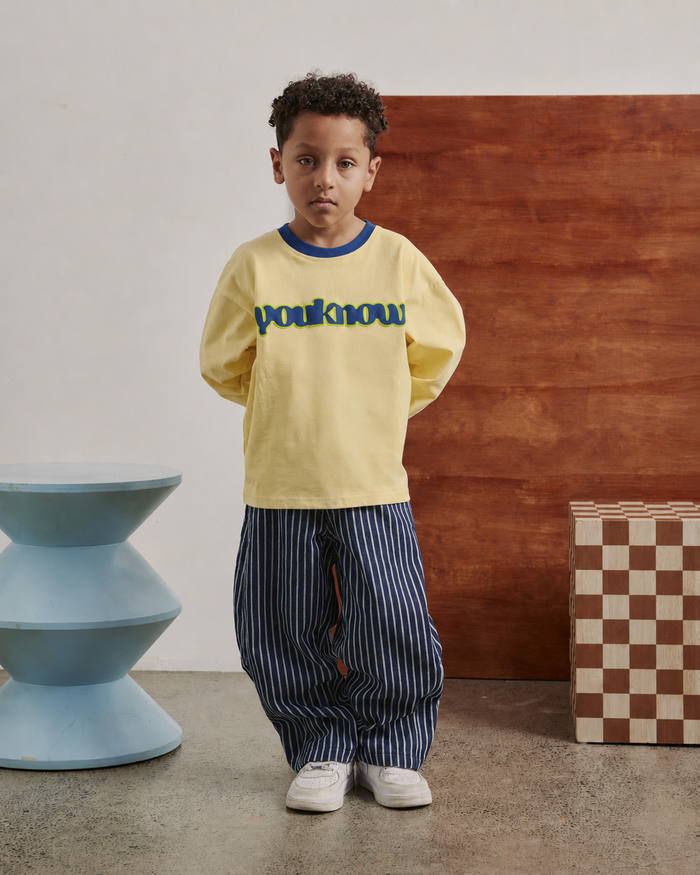 Kids Contrast Long Sleeve Tee | Lemon