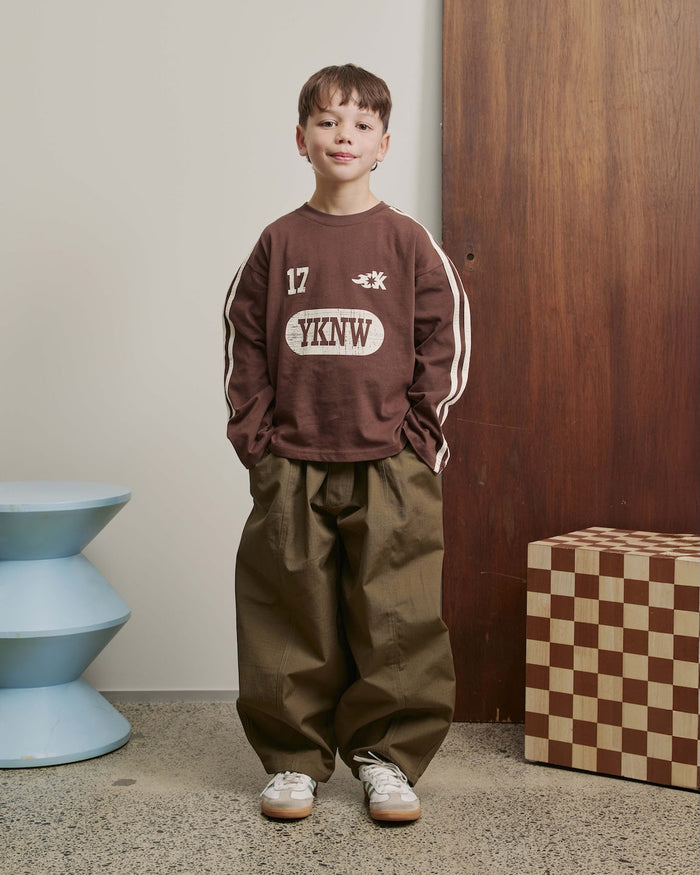 Kids Racing LS tee | Washed Brown