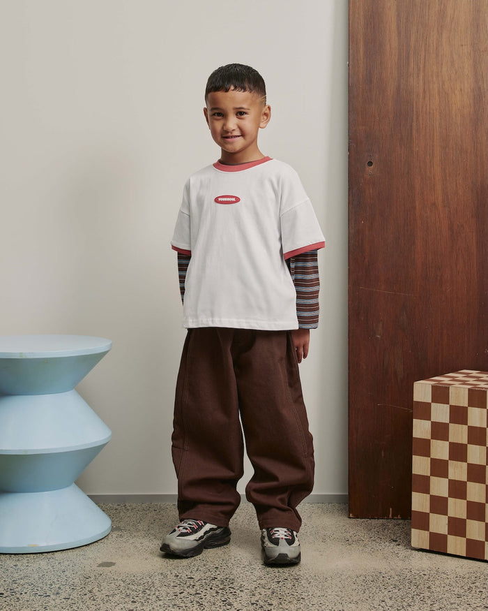 Kids Ringer Box Tee | White