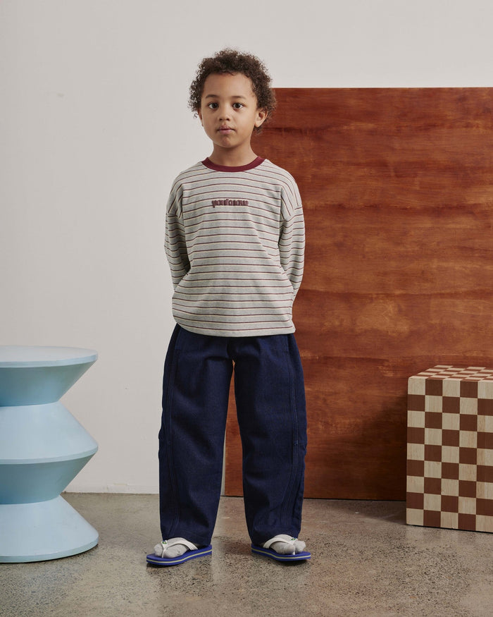 Kids Striped LS Tee | GREY MARLE