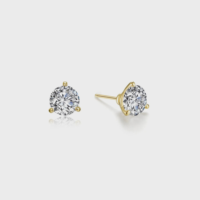 Lafonn Gold 0.5 CTW 3 Prong Martini Stud Earrings