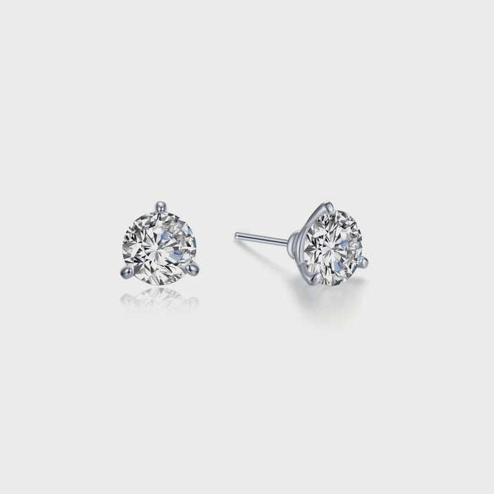 Lafonn Silver 0.5 CTW 3 Prong Martini Stud Earrings