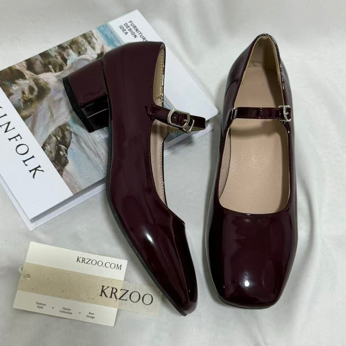 Leather Buckle Mary Janes
