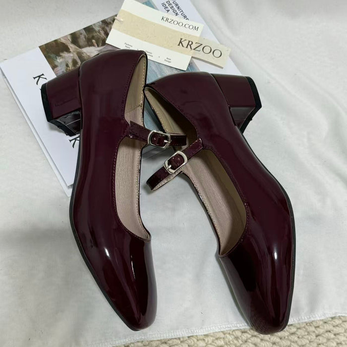 Leather Buckle Mary Janes