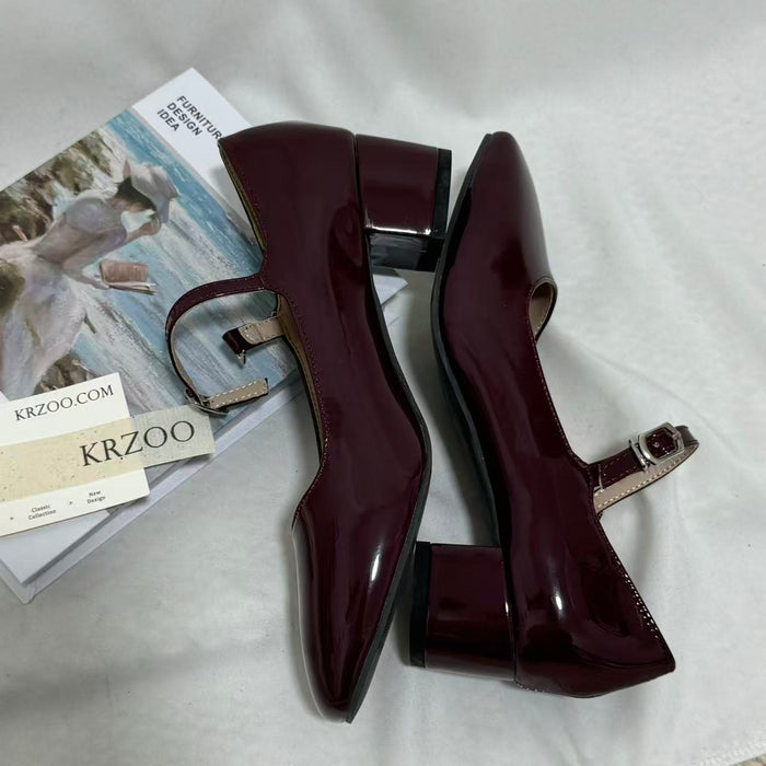 Leather Buckle Mary Janes