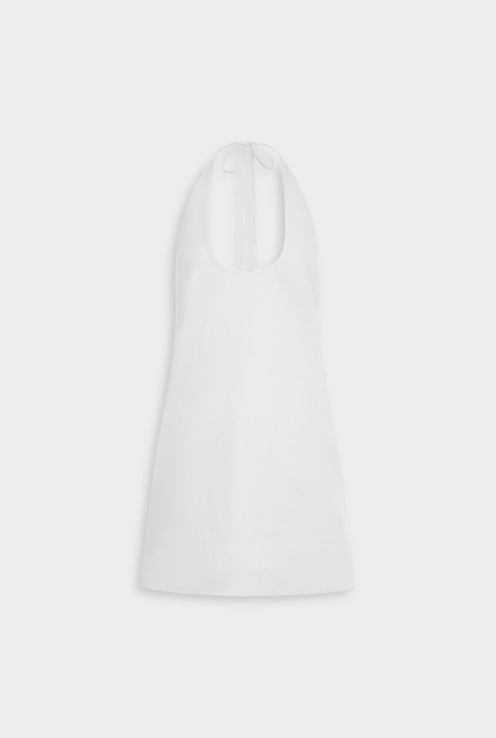 Venroy Linen Halter Mini Dress - White