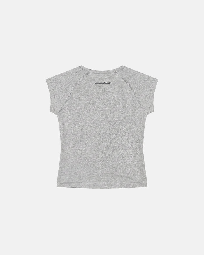 LITTLE BABY TEE HEATHER GREY - heather grey graphic baby tee, back view - Cold Culture