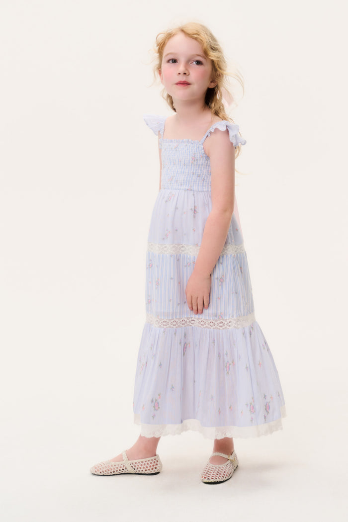 Little Girls Rhiannon Stripe Floral Dress