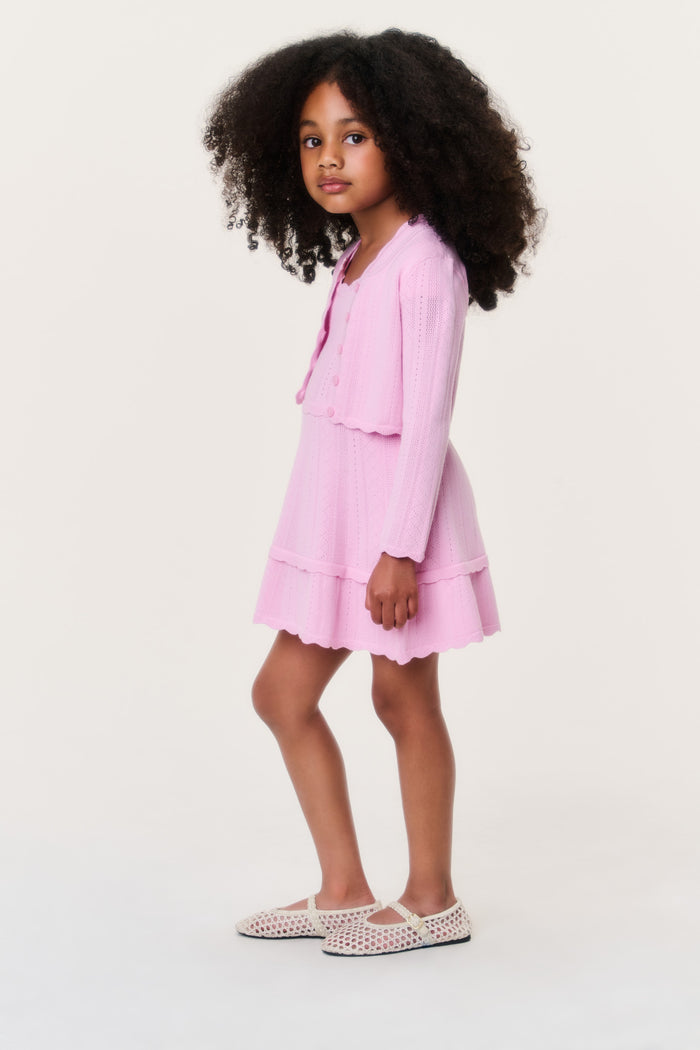 Little Girls Stretch Pointelle Gemna Cardigan