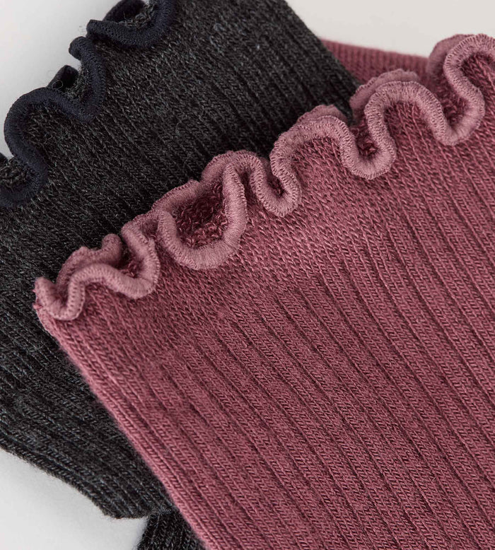 Lot de 2 socquettes gris anthracite, bordeaux Modal