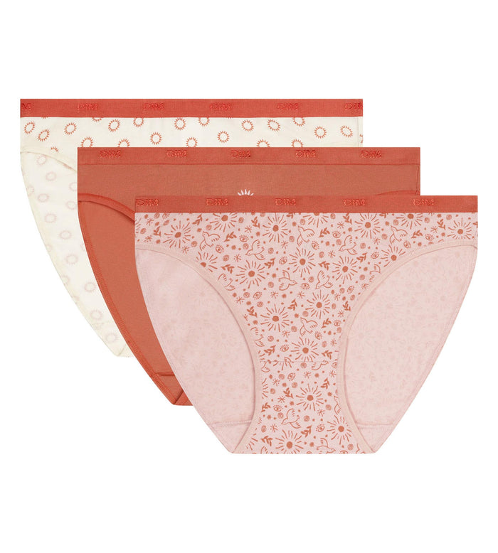 Lot de 3 slips femme coton stretch motif soleil Les Pockets
