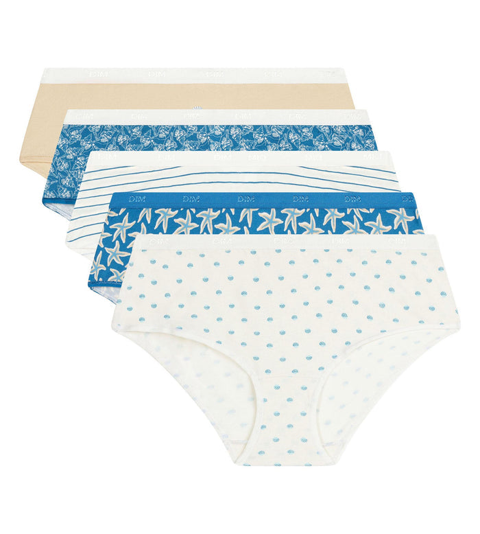 Lot de 5 boxers femme coton stretch imprimés marins Les Pockets