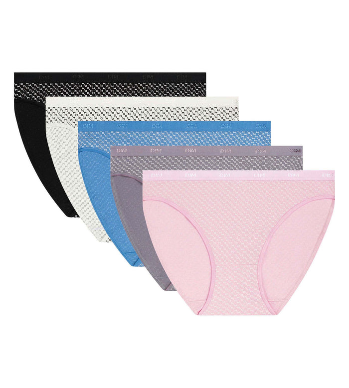 Lot de 5 slips femme coton stretch logo Dim Les Pockets