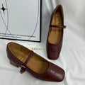 Low-Heel Square-Toe Low-Cut Flats