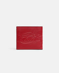 LOW KEY WALLET RED - red leather bifold wallet, front view - Cold Culture