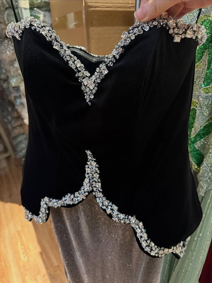 Luxury Black Strapless Beaded Mermaid Evening Dress LA73206A - SERENE  HILL
