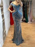 Luxury Blue Beaded Mermaid Evening Dress LA73425A SERENE HILL