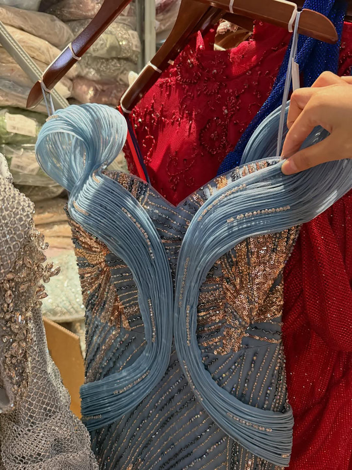 Luxury Blue Beaded Mermaid Evening Dress LA73425A SERENE HILL