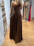 Luxury Brown Beaded A Line Evening Dress LA73717 SERENE HILL