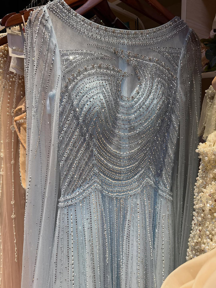 Luxury Caramel Beaded Cape Sleeves A-Line Evening Dress LA72799 SERENE HILL