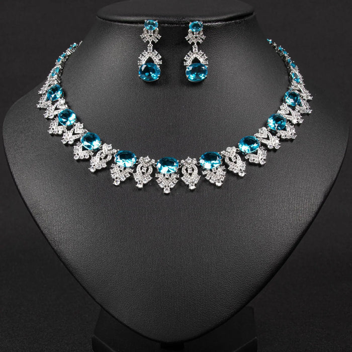 Luxury Crystal Statement Necklace & Earrings Jewelry Set JW041 Sheer Fairy