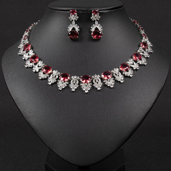 Luxury Crystal Statement Necklace & Earrings Jewelry Set JW041 Sheer Fairy
