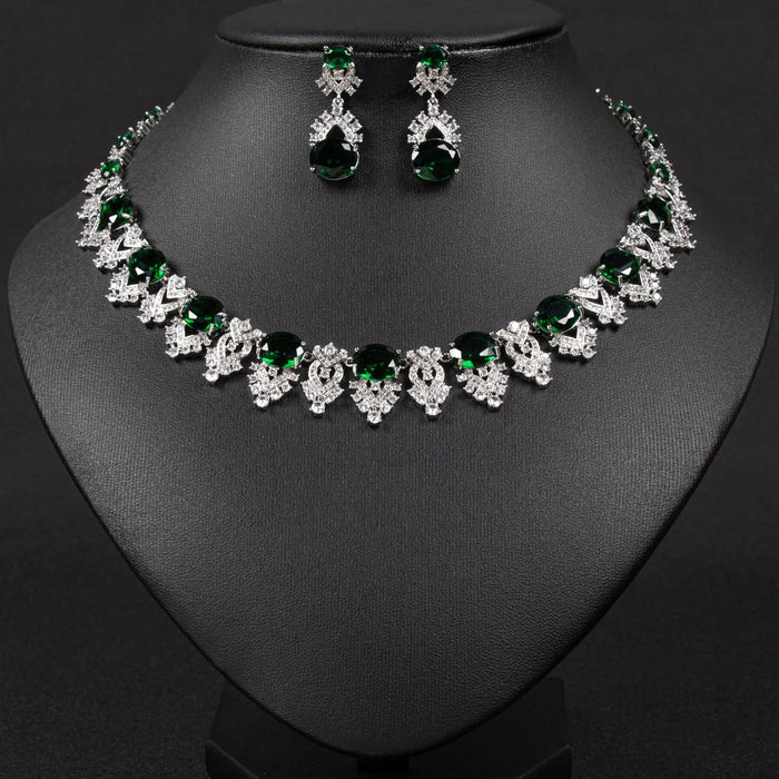 Luxury Crystal Statement Necklace & Earrings Jewelry Set JW041 Sheer Fairy