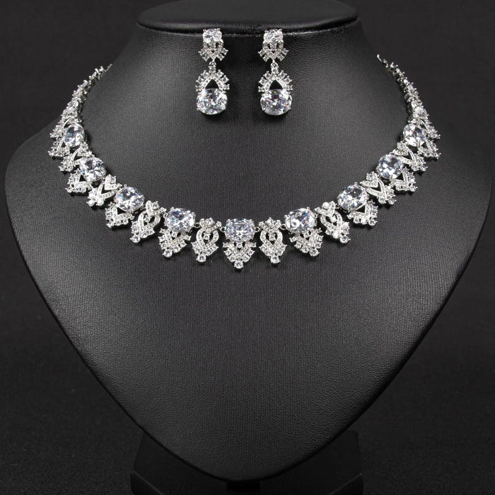 Luxury Crystal Statement Necklace & Earrings Jewelry Set JW041 Sheer Fairy