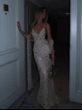 Luxury Nude Beaded Spaghetti Strap Mermaid Evening Dress LA73758 SERENE HILL