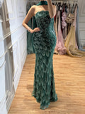 Luxury Green Strapless Beaded Mermaid Evening Dress LA73117A