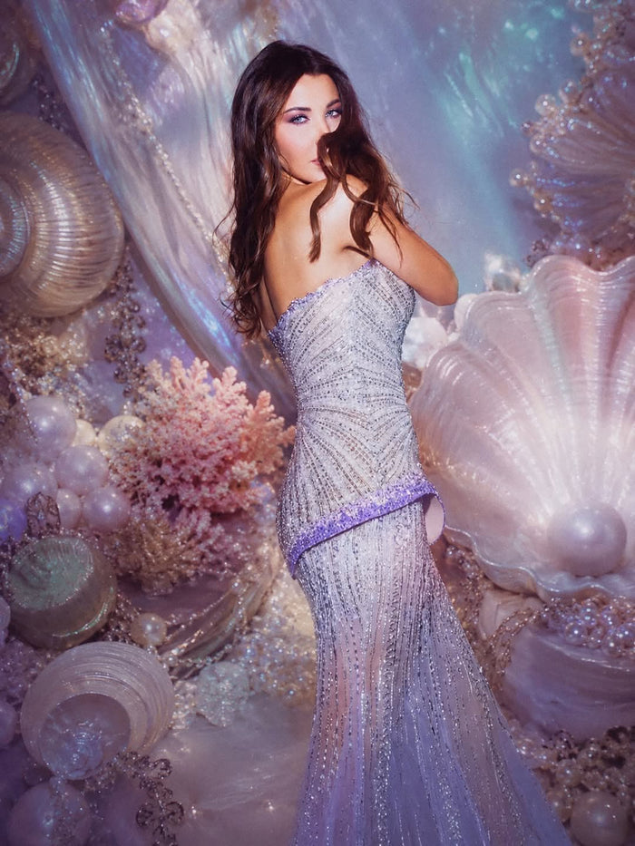 Luxury Lilac Beaded Strapless Mermaid Evening Dress LA73761 SERENE HILL