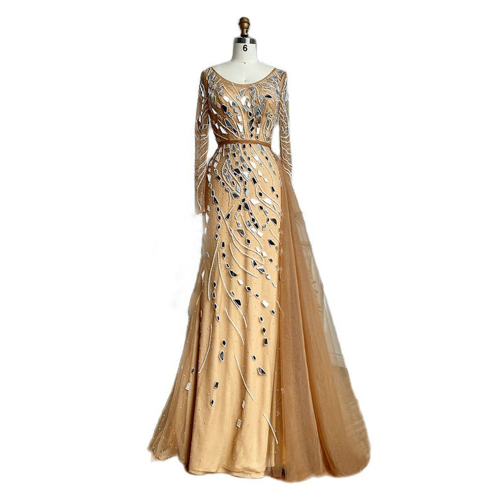 Luxury Nude Beaded Mermaid Evening Dress with Overskirt LA71757 SERENE HILL