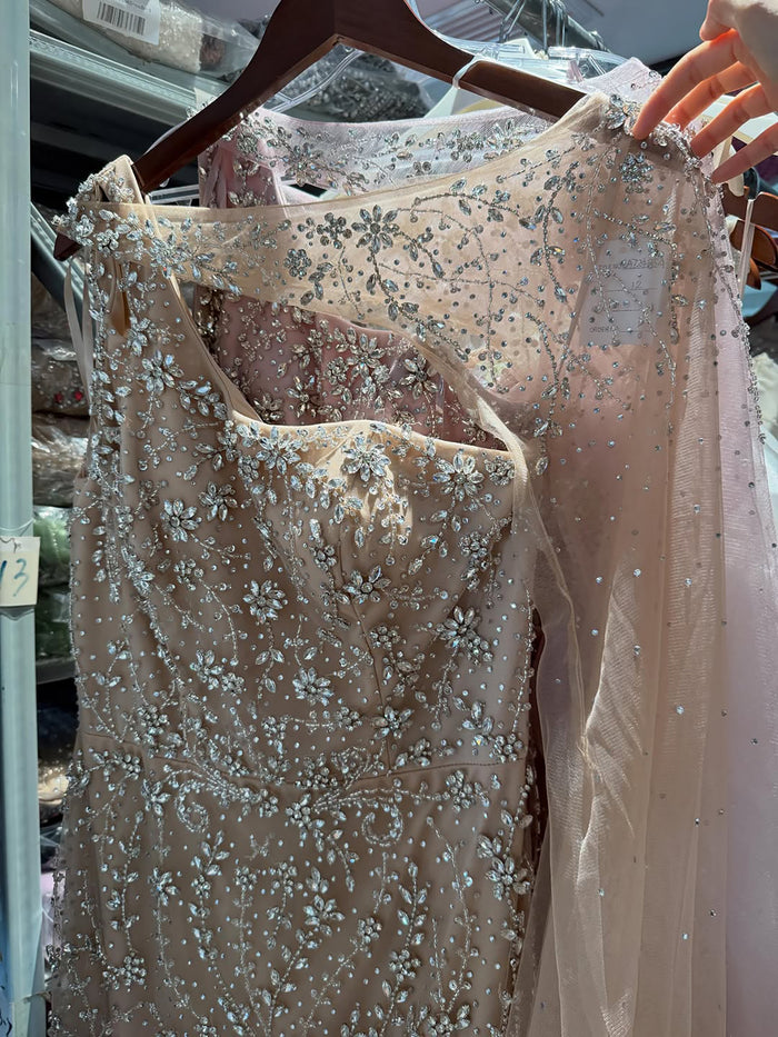 Luxury Nude Crystal Beaded One-Shoulder Mermaid Dress LA73485A SERENE HILL