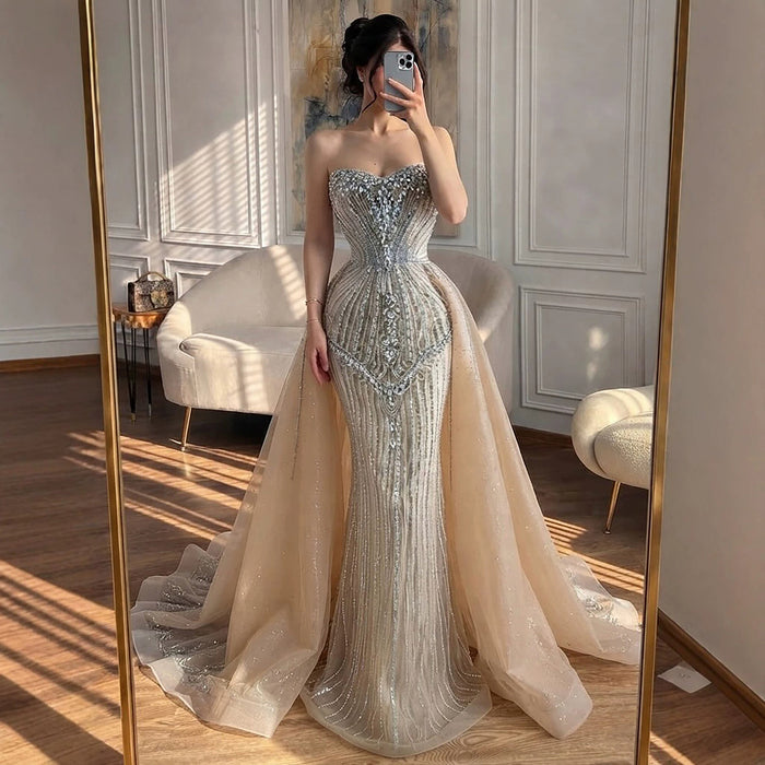 Luxury Nude Sweetheart Baroque Beaded Fitted Mermaid Dress LA73831 SERENE HILL