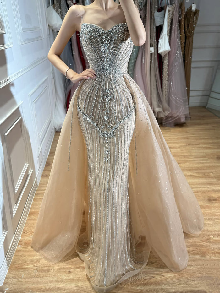 Luxury Nude Sweetheart Baroque Beaded Fitted Mermaid Dress LA73831 SERENE HILL