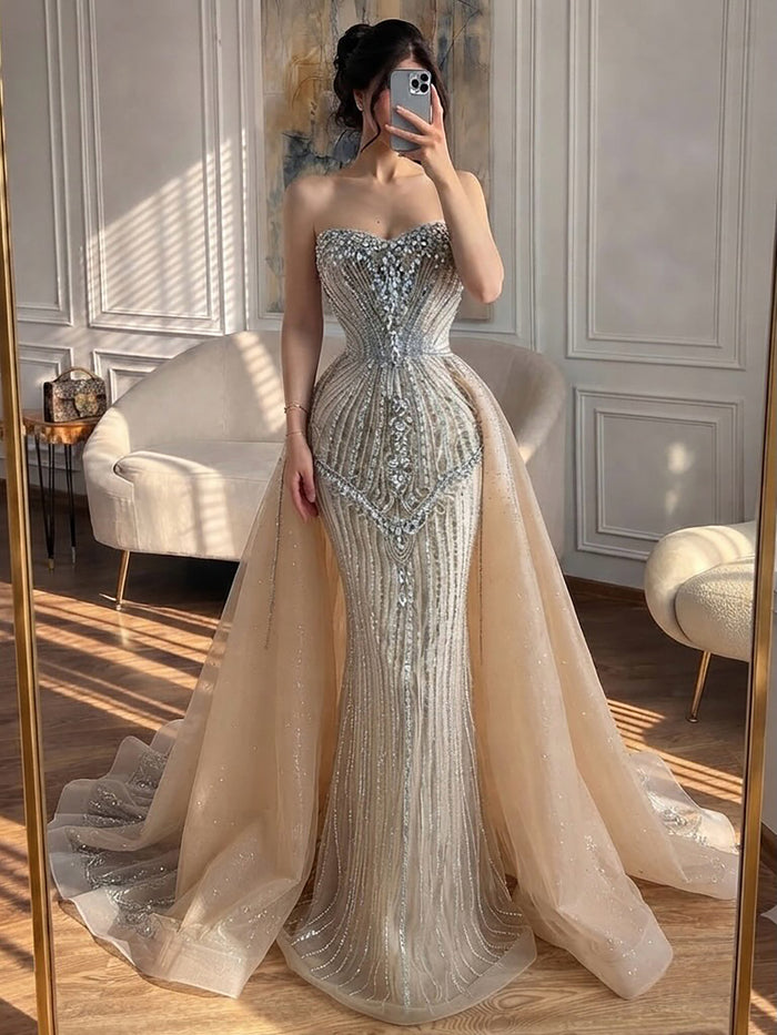 Luxury Nude Sweetheart Baroque Beaded Fitted Mermaid Dress LA73831 SERENE HILL
