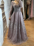 Luxury Pink Beaded A Line Evening Dress LA73744 SERENE HILL