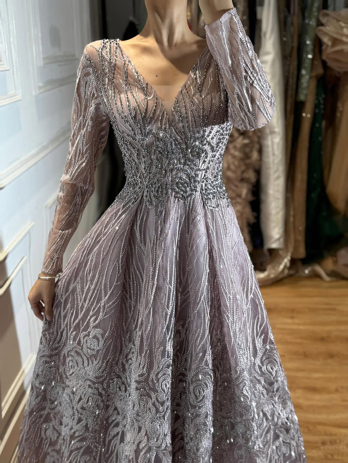 Luxury Pink Beaded A Line Evening Dress LA73744 SERENE HILL