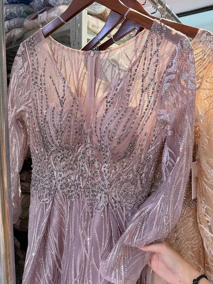 Luxury Pink Beaded A Line Evening Dress LA73744 SERENE HILL