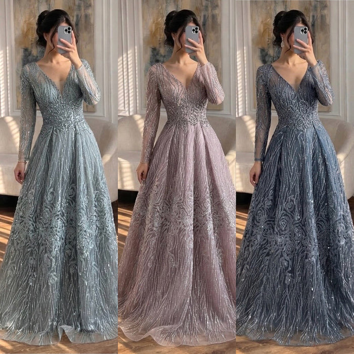 Luxury Pink Beaded A Line Evening Dress LA73744 SERENE HILL