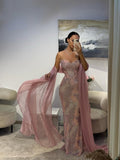 Luxury Pink Beaded Mermaid Evening Dress LA73724 SERENE HILL