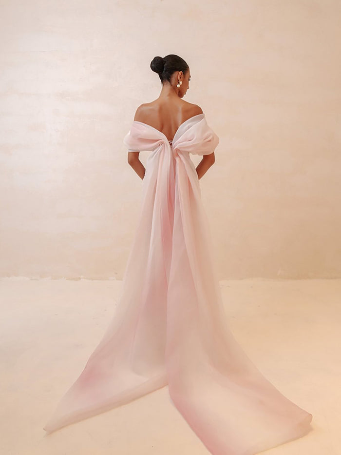 Luxury Pink Off the Shoulder Beaded Mermaid Evening Dress LA73877 SERENE HILL