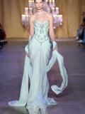 Luxury Sage Green Crystal Beaded Strapless Evening Dress LA73763 SERENE HILL
