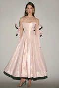Luxury Satin Midi Homecoming Dress with A-Line Skirt RM224 Sheer Fairy