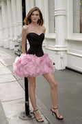 Luxury Strapless Corset Homecoming Dress with Structured Tulle Ruffle Skirt RM211 Sheer Fairy