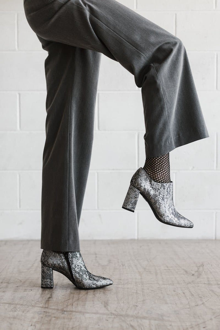 Marnie heeled vegan snakeskin ankle bootie